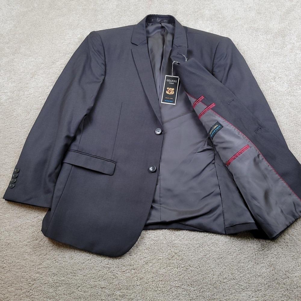 Gianni Uomo Sport Coat Mens 44S Charcoal Gray Slim Fit Gold Label Super 140s NWT